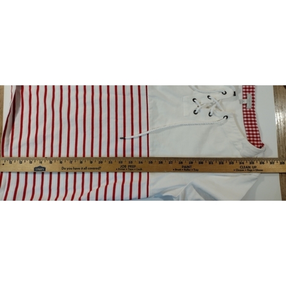 Talbot's Factory red white striped nautical inspired lace neck long sleeve shirt - Picture 10 of 11